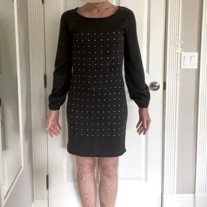 Calvin Klein Dark grey sweater dress (light weight) small square rhinestones
